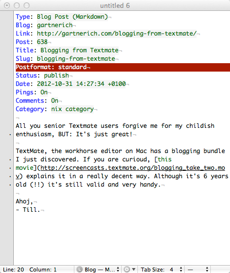 Blogging from Textmate